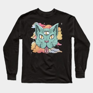 Magical Moon Cat Against the Sky Long Sleeve T-Shirt